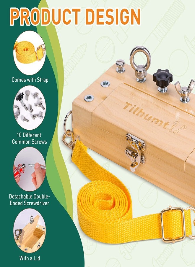 Tilhumt Montessori Screwdriver Board Set - Portable Busy Board Screwdriver Toy Set for 3-5 Toddlers for Travel with Carry Strap & Storage Box, Kids Nut/Bolt Montessori Educational Tools - Image 4